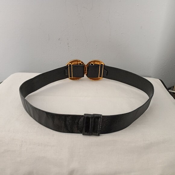 ❤️ALEXIS KIRK Signed Black Buckle & Belt Lizard Print Belt Size 31 main image 5